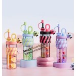 720ml Two‑Tone Braided Wristband Straw Cup with Cartoon Pendant & Portable Carry Loop, 4 Colors Available